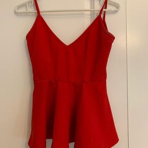 Red peplum tank top